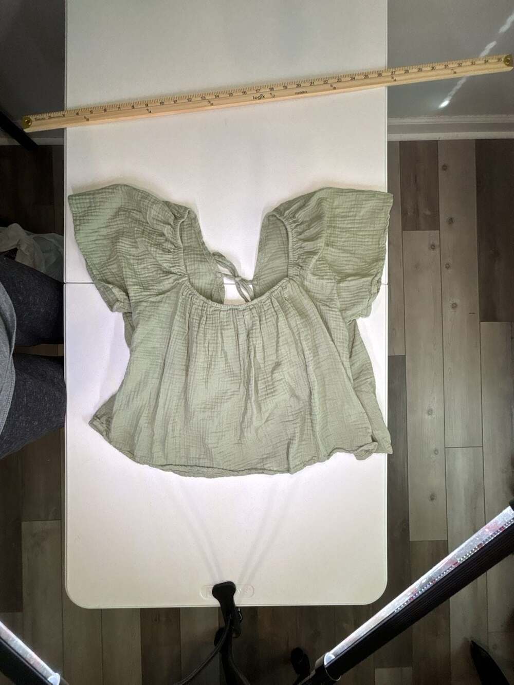 SHEIN Green Short Sleeve Textured Blouse